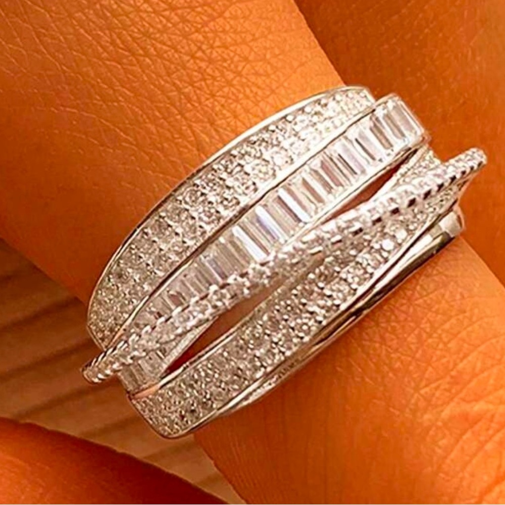 S925 Silver Multi-Layer Wraparound Retro Cubic Zirconia Ring